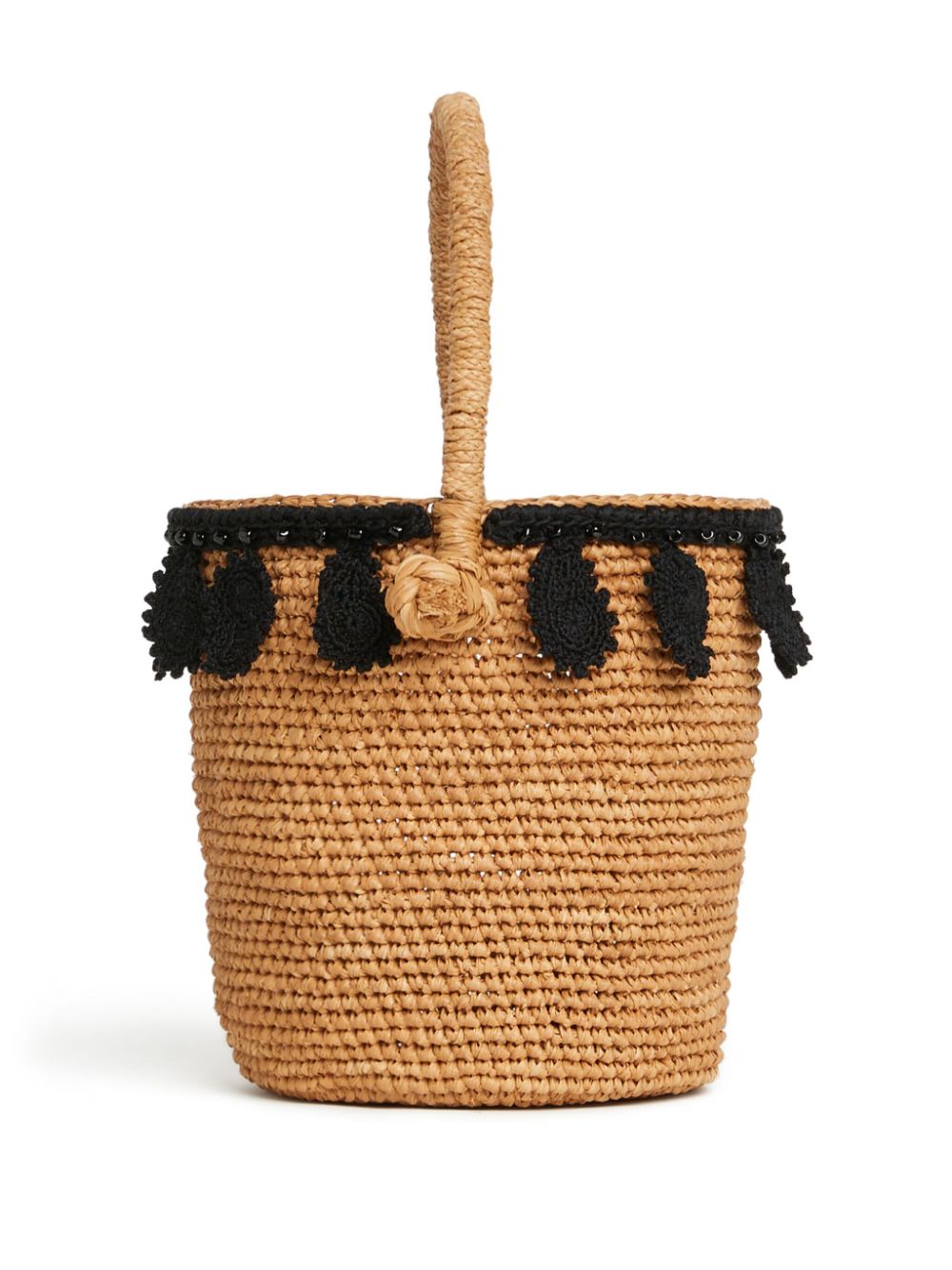 paisley-appliqué raffia basket bag-4