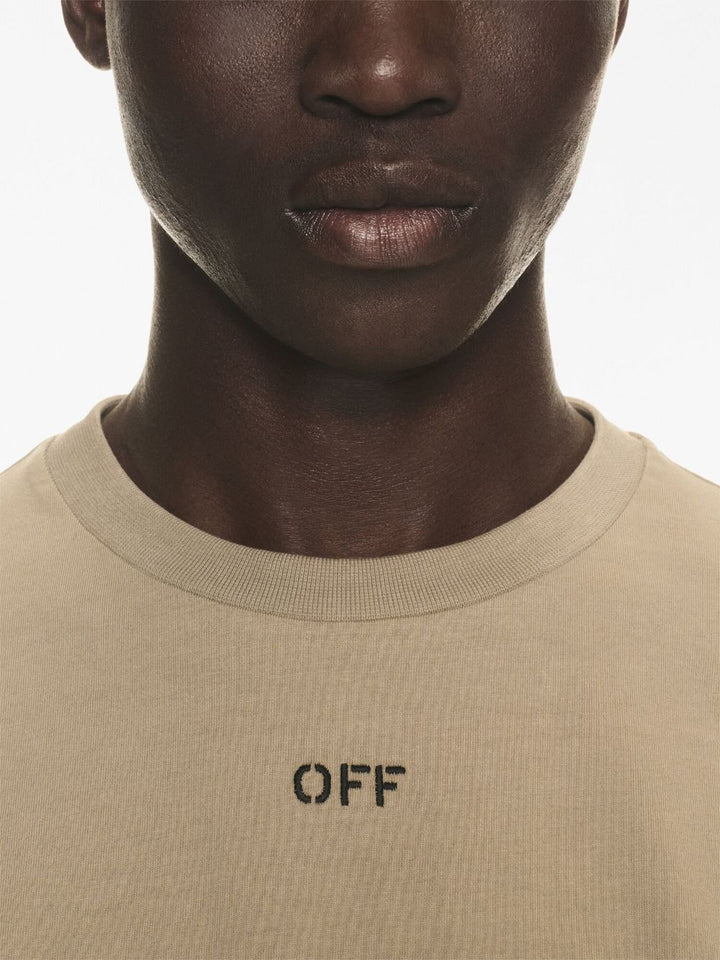 OFF-WHITE logo-embroidered cotton T-shirt-4