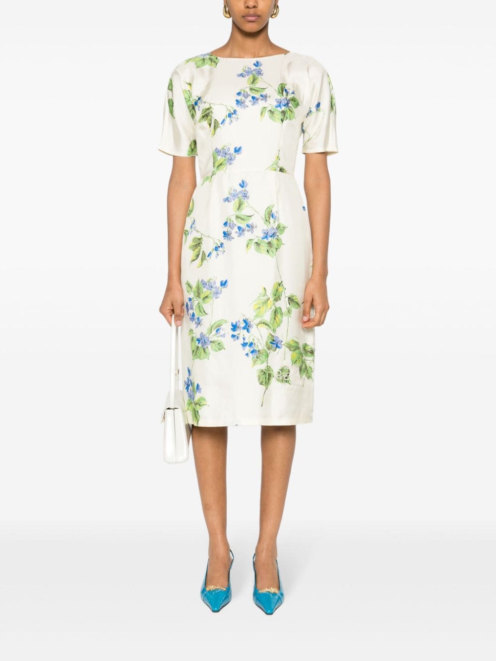 floral-print twill dress-1
