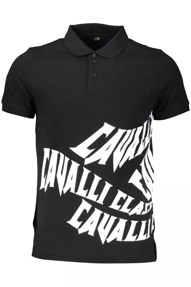 Cavalli Class Black Cotton Polo Shirt