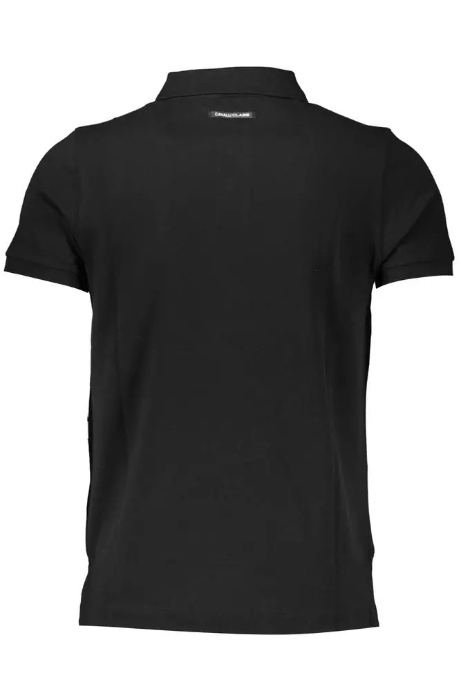 Cavalli Class Black Cotton Polo Shirt