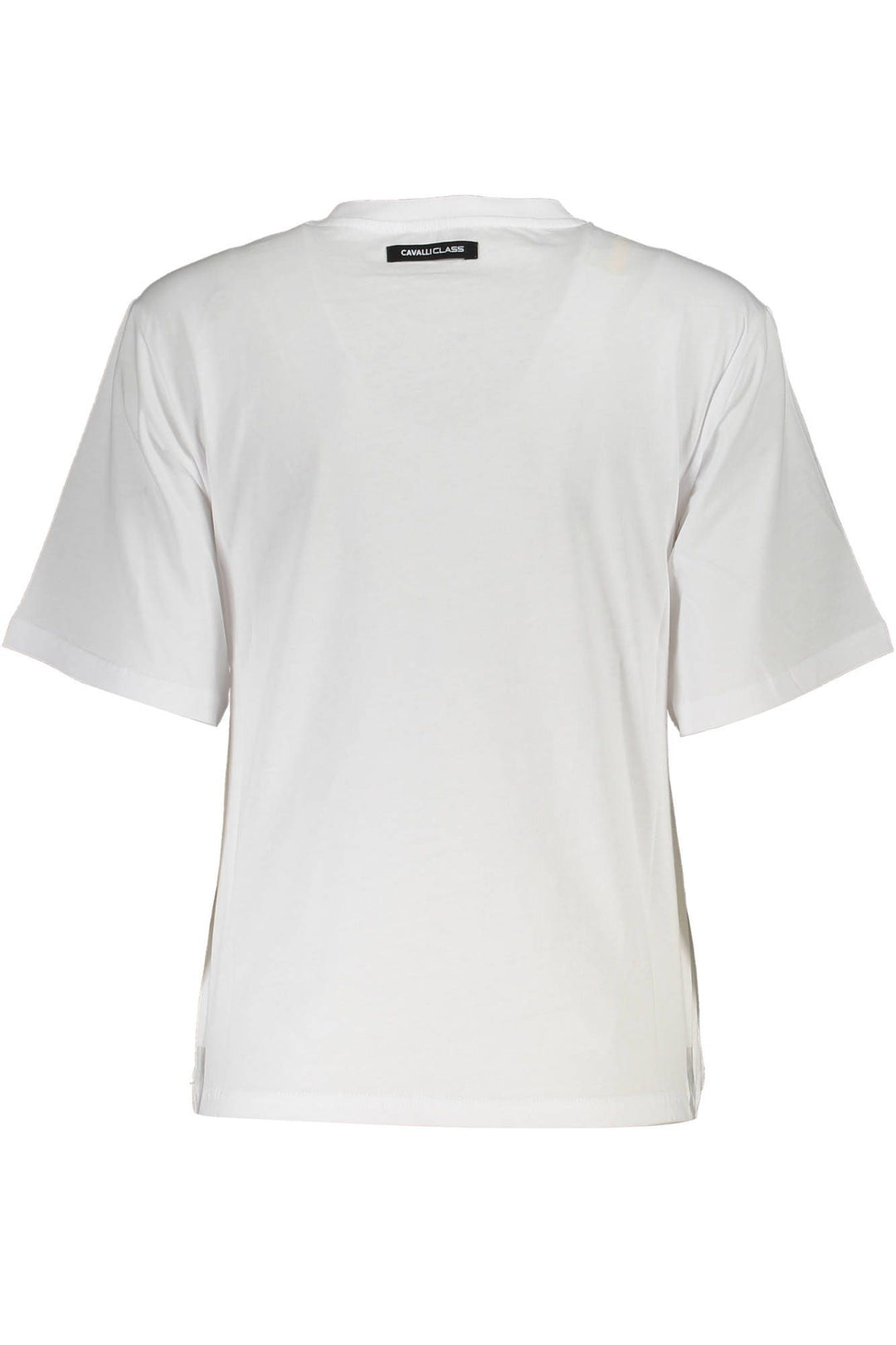 Cavalli Class Chic White Printed Tee with Timeless Elegance