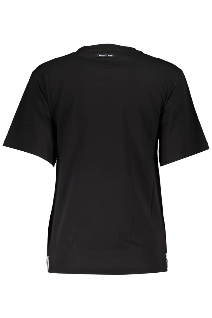 Cavalli Class Elegant Black Cotton Tee with Signature Print