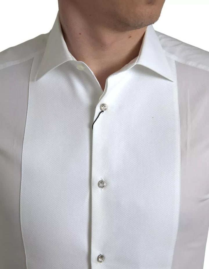 White Bib Cotton Poplin Men Formal GOLD Shirt