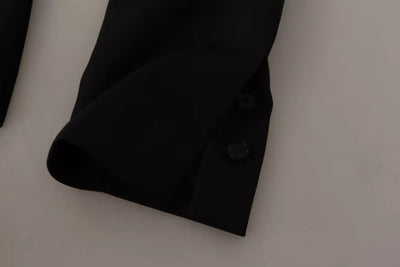 Black Polyester Single Breasted BlazerJacket