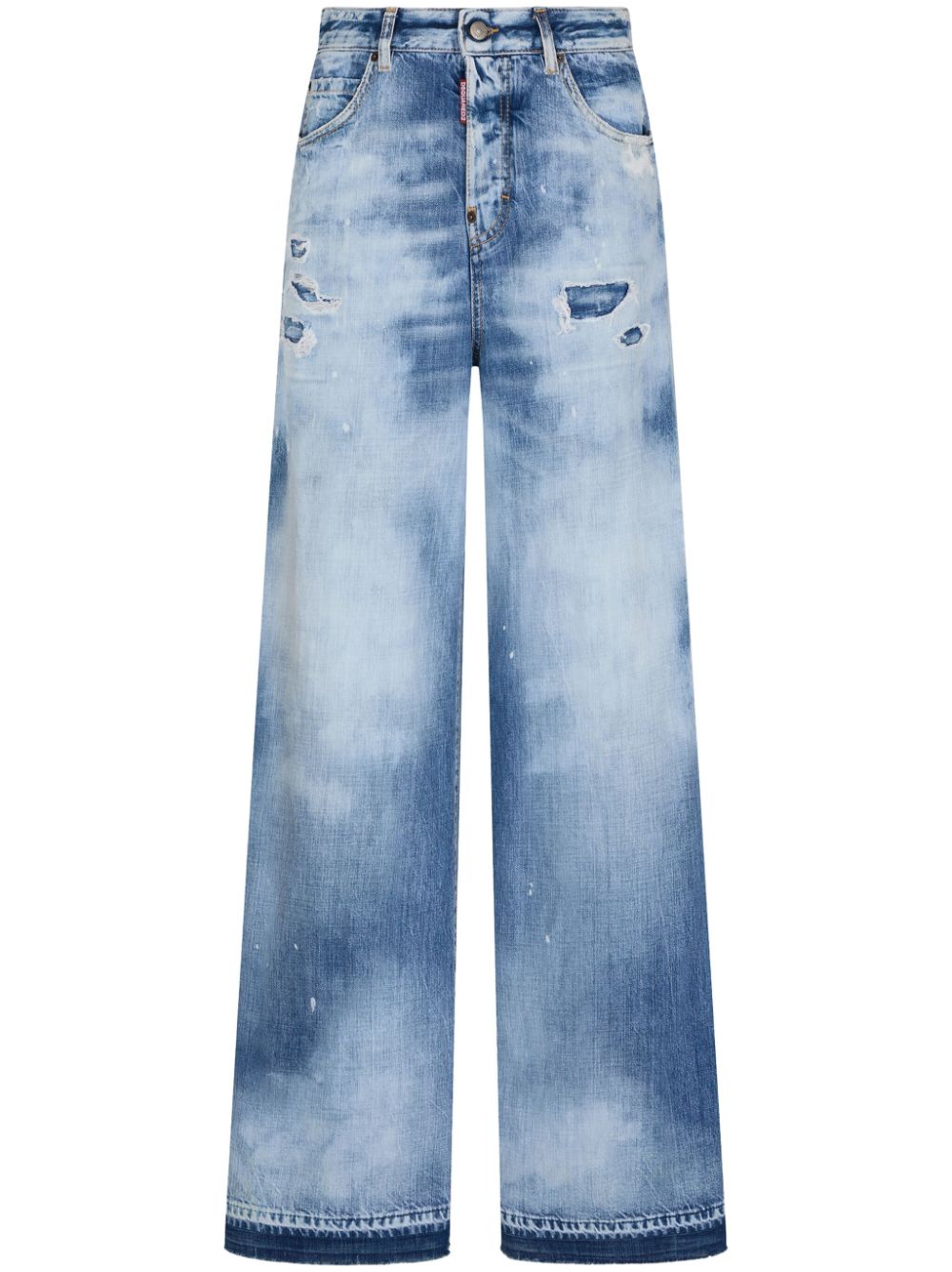 distressed wide-leg jeans-0