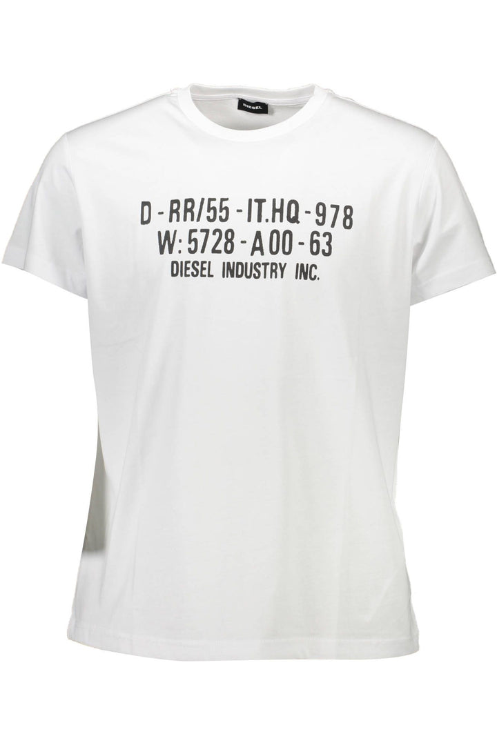 Diesel Sleek White Crew Neck Cotton Tee