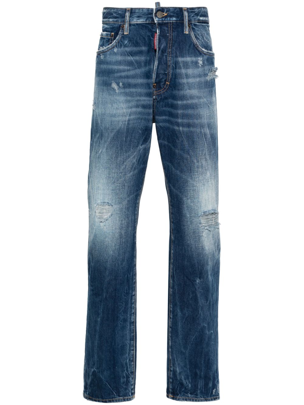 642 distressed straight-leg jeans-0