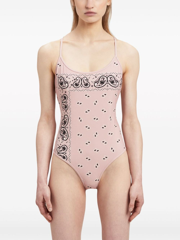 paisley-print criss-cross swimsuit-2