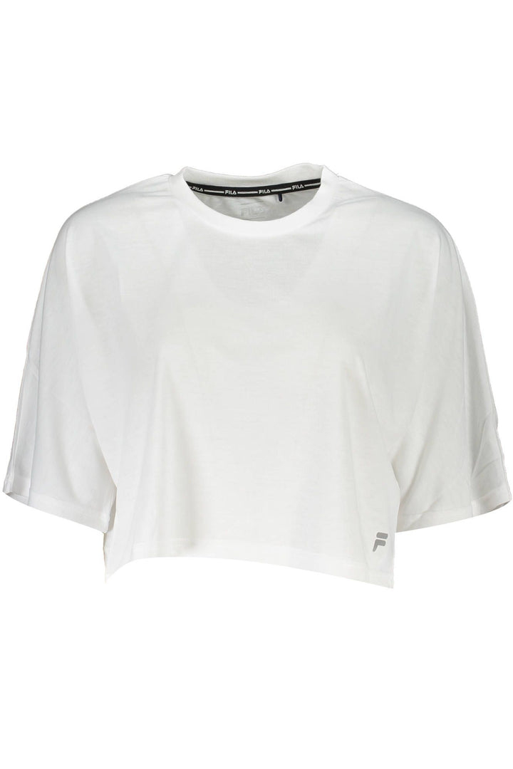 Elegant White Logo Tee with Wide Neckline