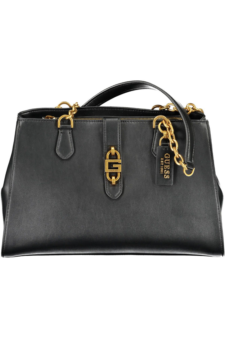 Guess Jeans Chic Black Polyurethane Satchel with Contrasting Details