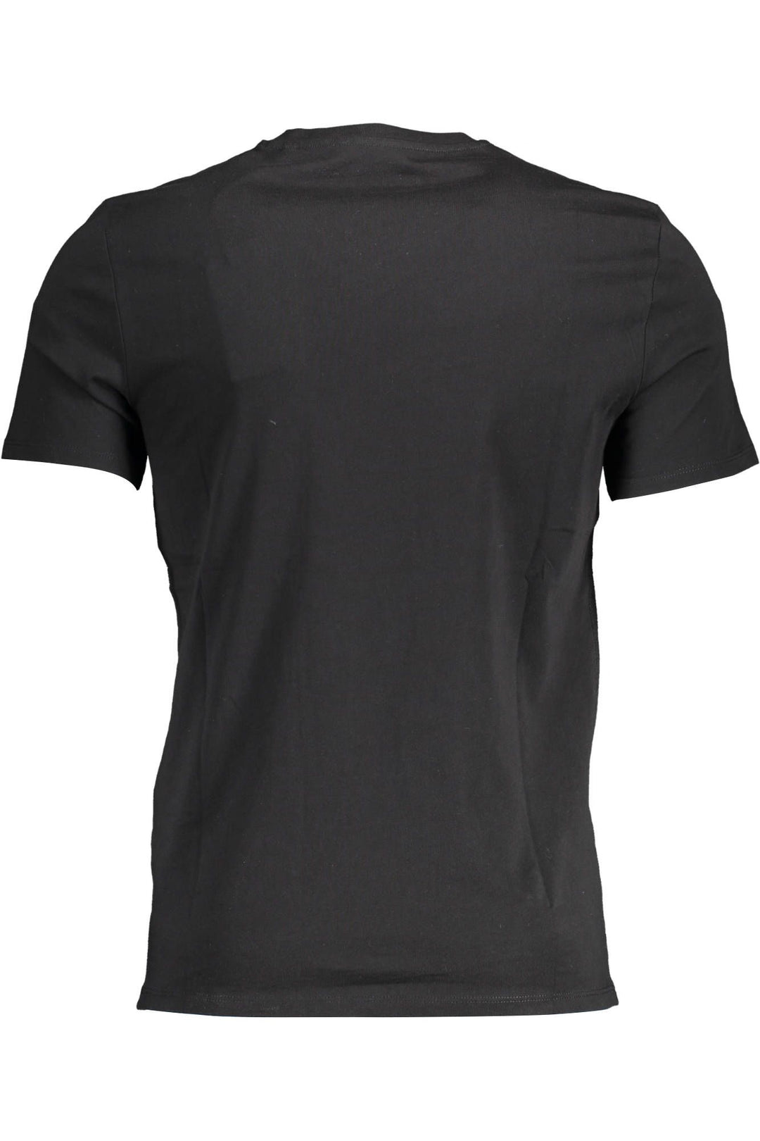 Guess Jeans Sleek V-Neck Logo Tee in Classic Black