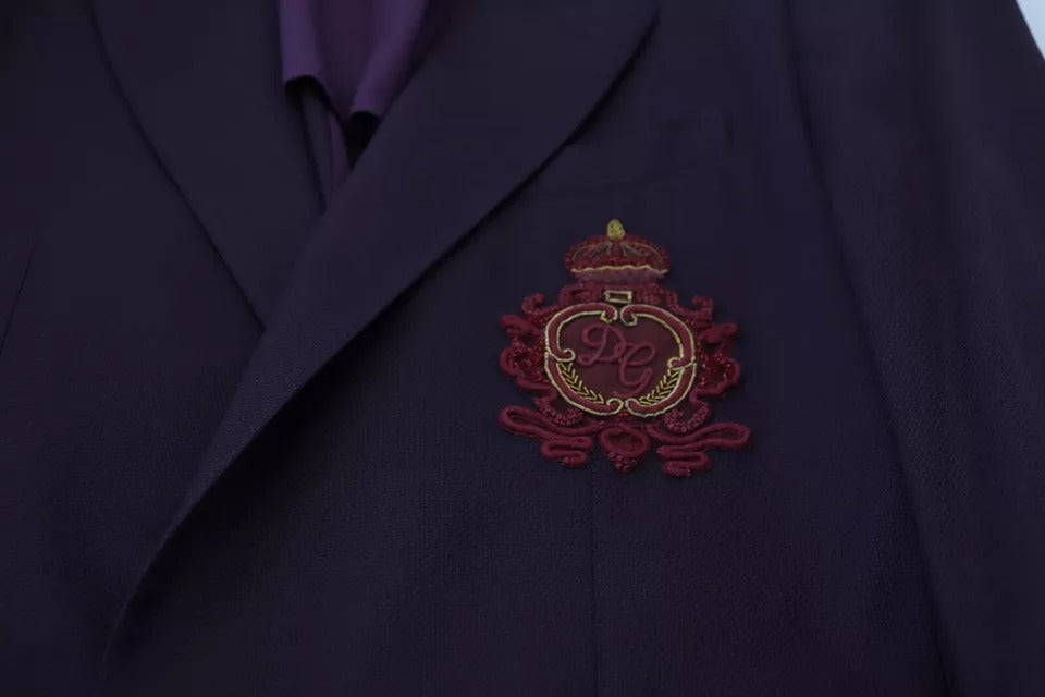 Purple Logo Single Breasted Wool Blazer