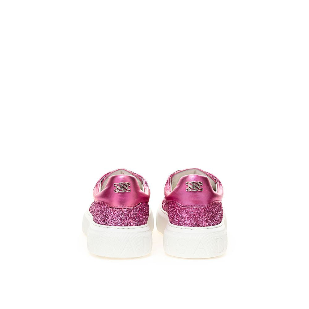 Casadei Chic Fuchsia Leather Sneakers