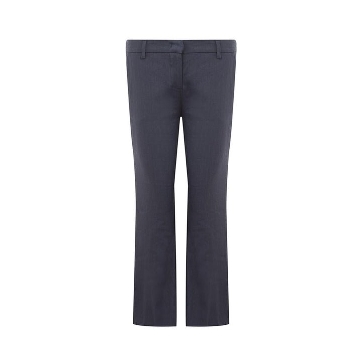 Lardini Elegant Blue Linen Tailored Trousers