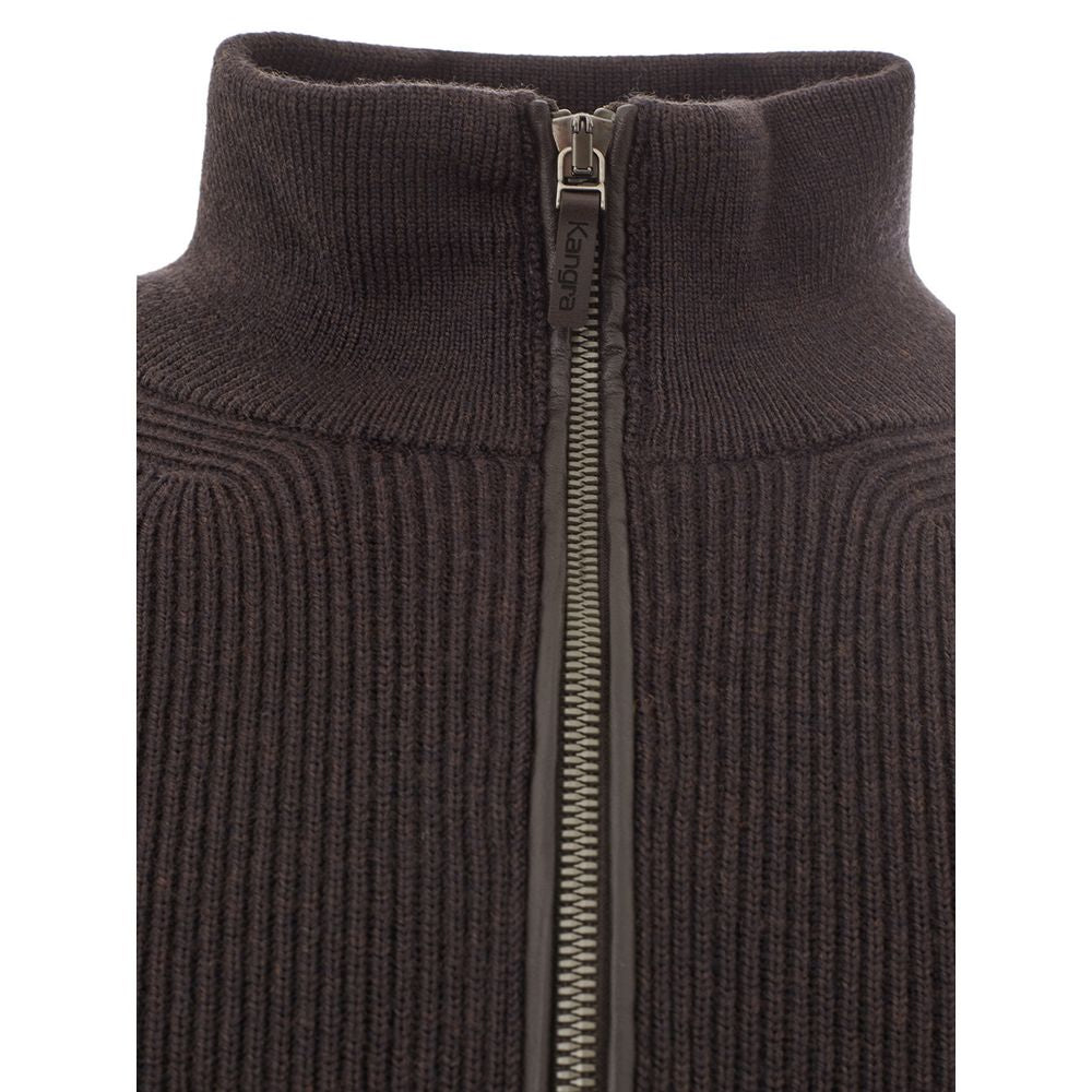 Kangra Classic Woolen Brown Sweater for Men