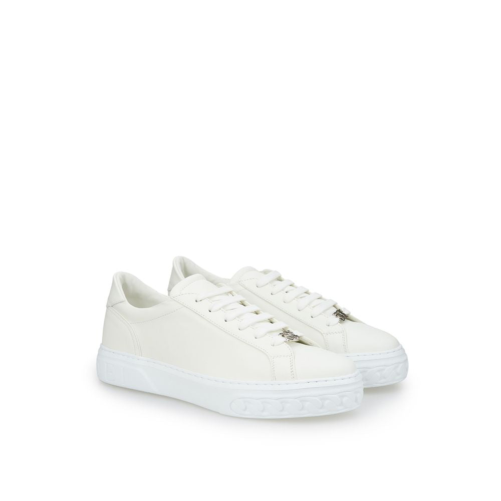 Casadei Italian Leather Chic White Sneakers