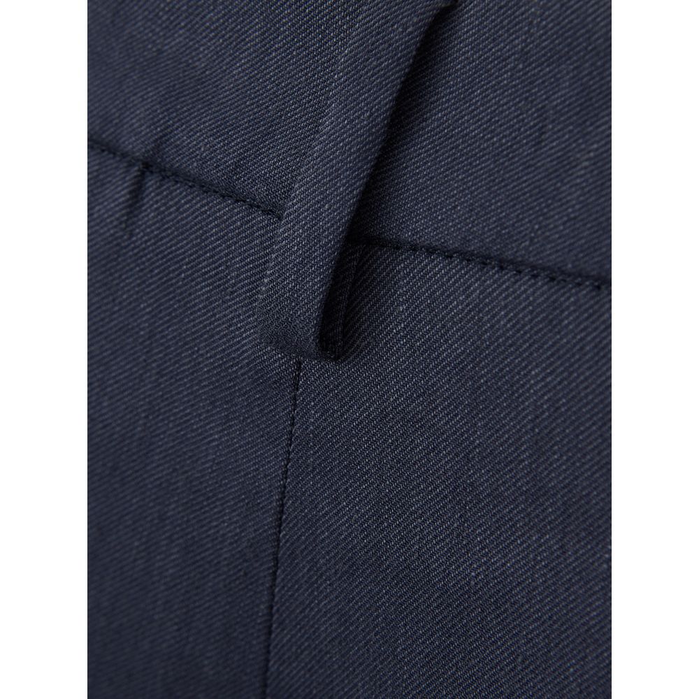 Lardini Elegant Blue Linen Tailored Trousers