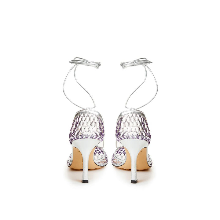 Silver Cotton Leather Sandals