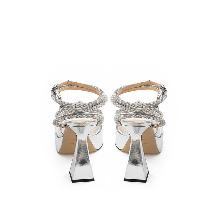 Mach & Mach Silver Leather Platform Heels