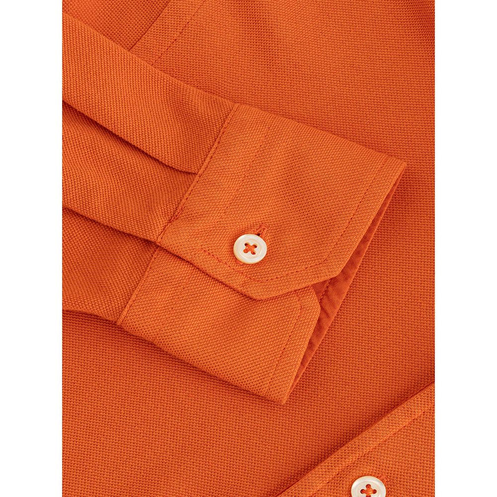 Elegant Orange Cotton Polo for Men