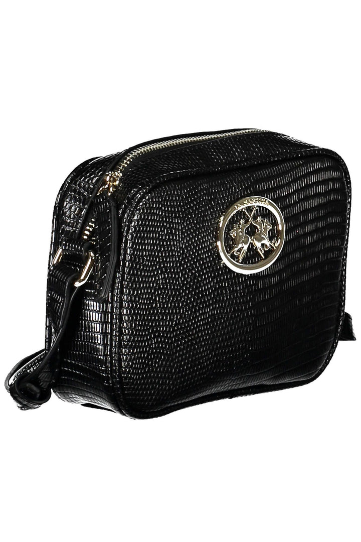 La Martina Sleek Black Shoulder Bag with Contrasting Details