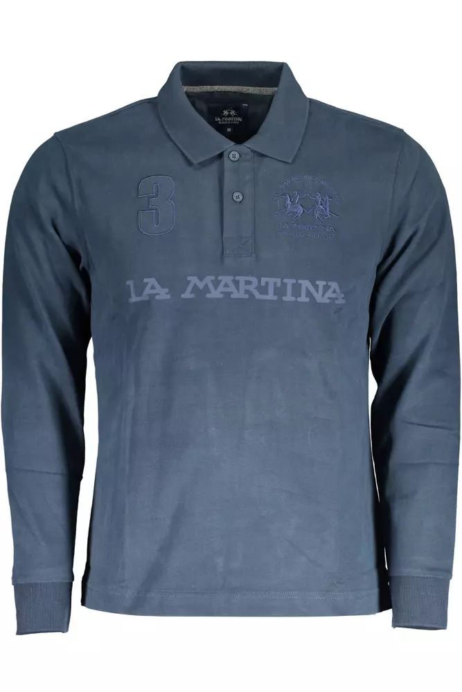 La Martina Blue Cotton Polo Shirt