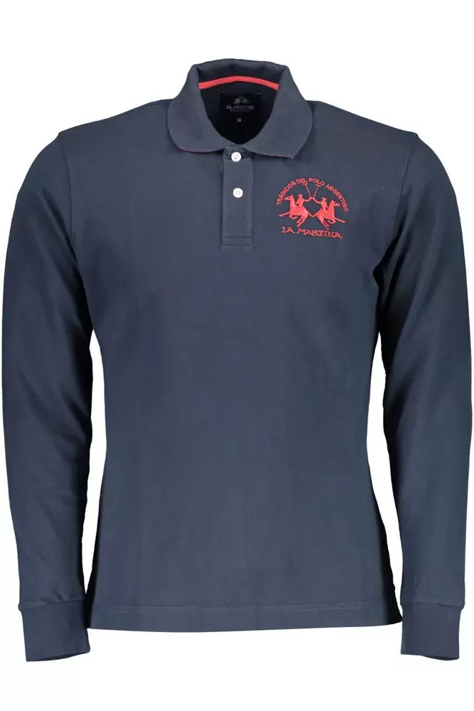 La Martina Blue Cotton Polo Shirt