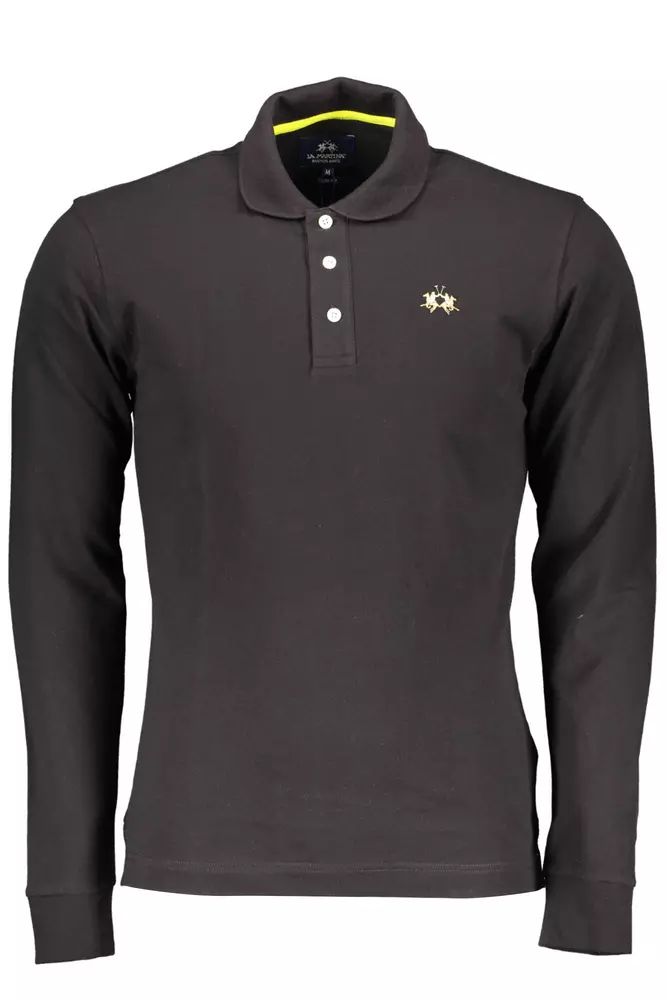 La Martina Black Cotton Polo Shirt