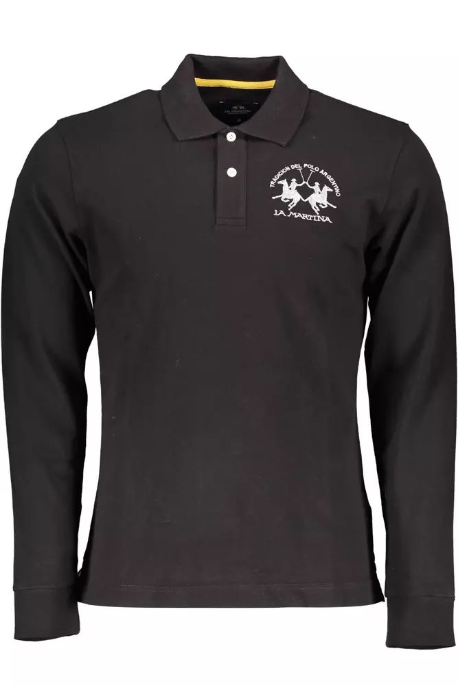 La Martina Black Cotton Polo Shirt