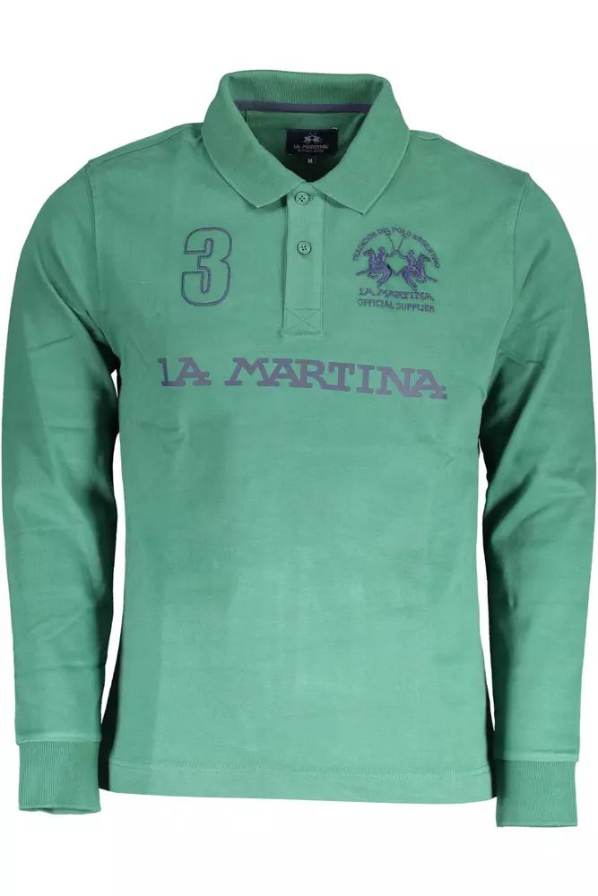 La Martina Green Cotton Polo Shirt