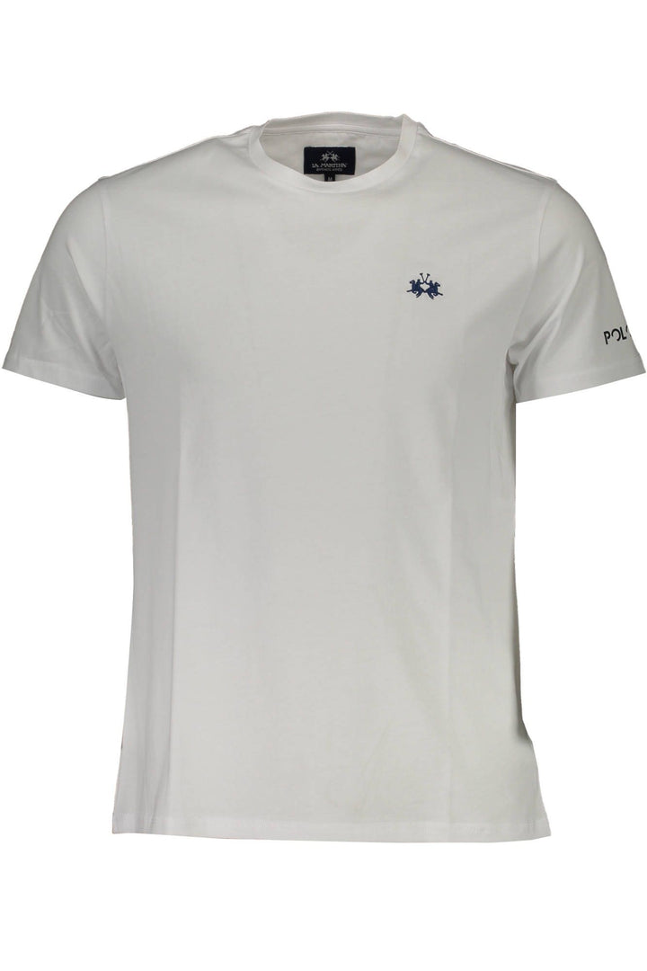 La Martina Embroidered Logo White Tee for Men