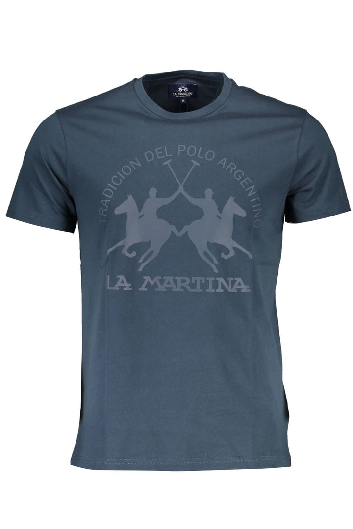 La Martina Chic Blue Crew Neck Logo Tee