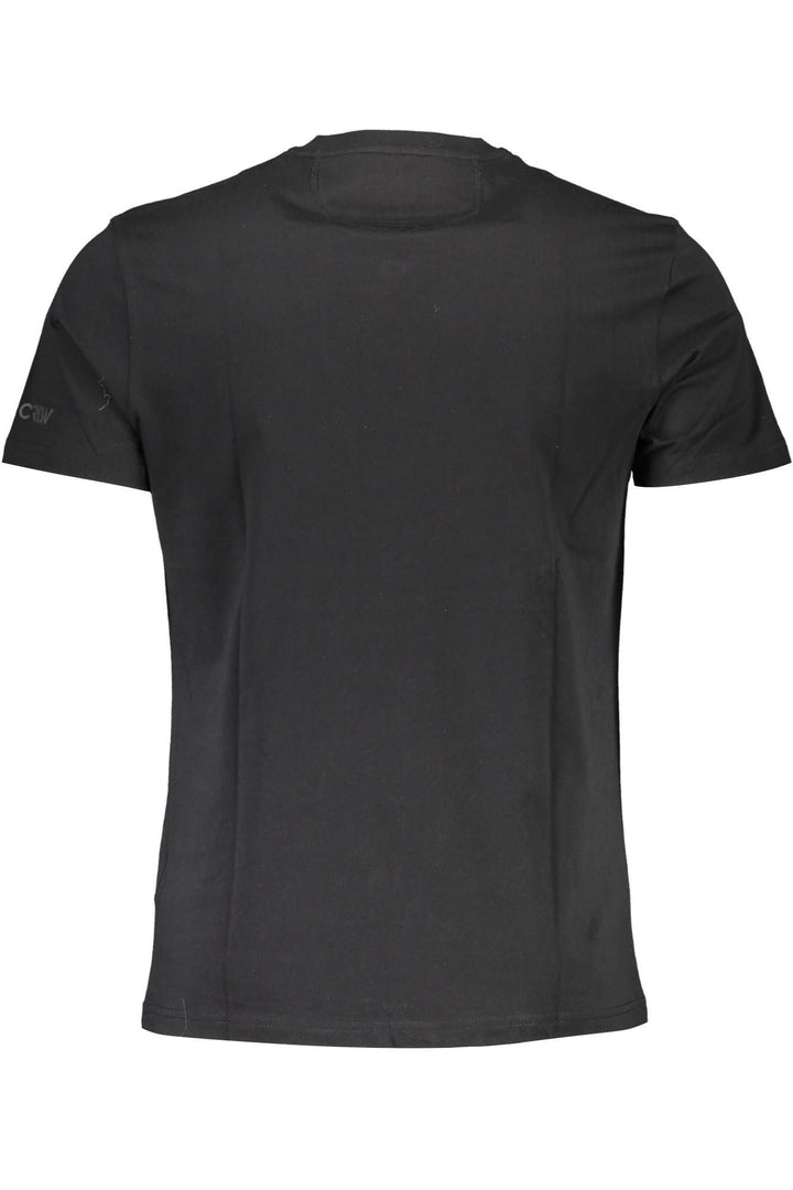 La Martina Sleek Black Cotton Tee with Elegant Print