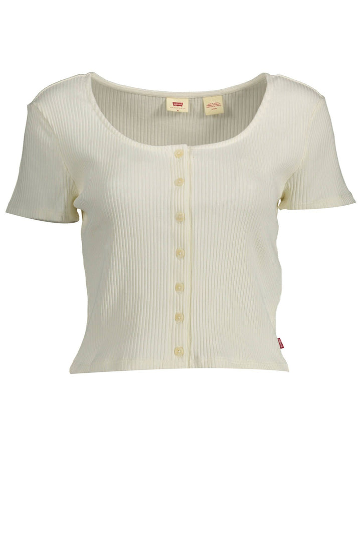 Levi's Chic White Buttoned Tee with Wide Neckline