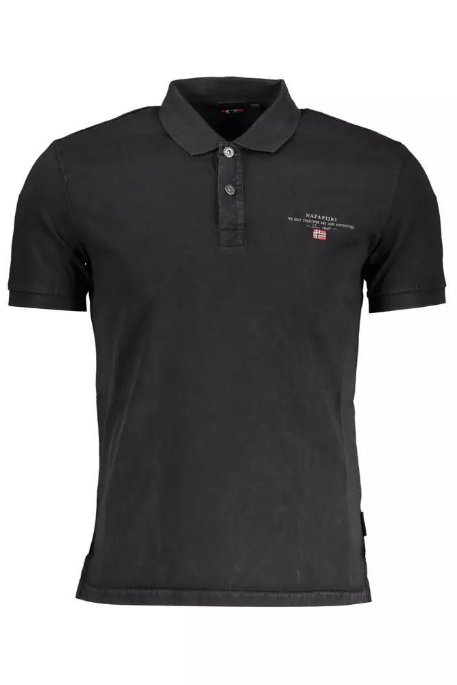 Napapijri Elegant Black Embroidered Polo