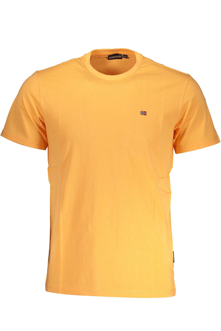 Napapijri Orange Cotton Tee with Signature Embroidery