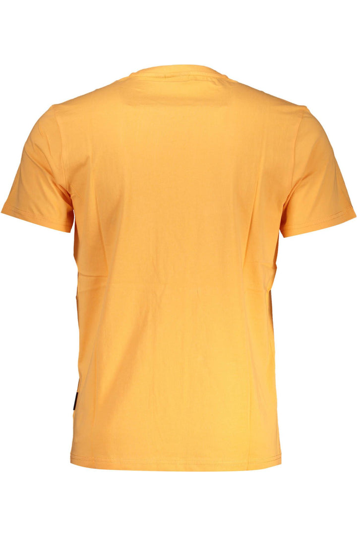 Napapijri Orange Cotton Tee with Signature Embroidery