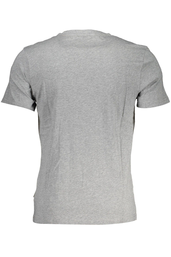 Napapijri Classic Gray Cotton Tee with Signature Print