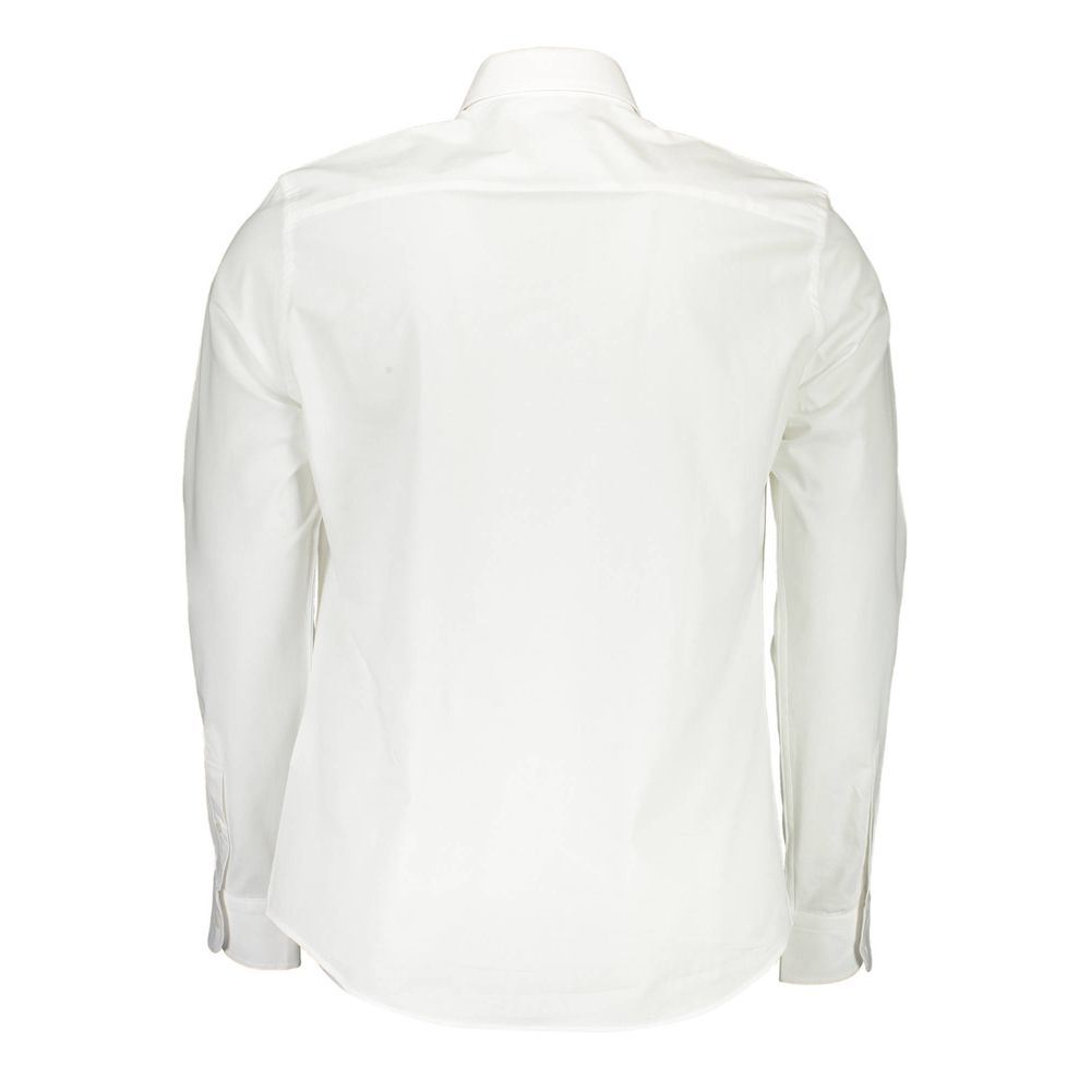 Elegant White Stretch Cotton Shirt