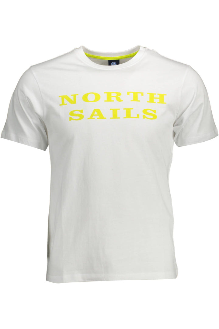 North Sails Classic White Round Neck Tee with Logo Print