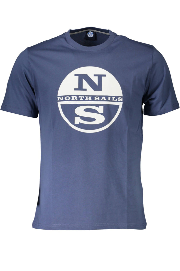 North Sails Blue Printed Round Neck Tee with Logo