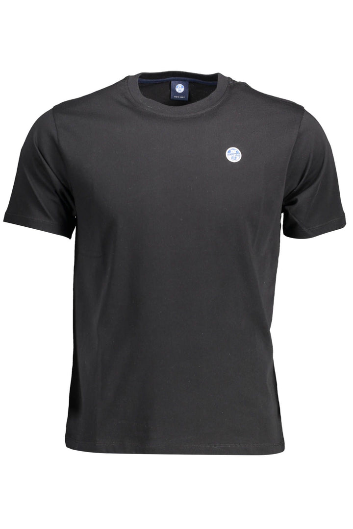 North Sails Sleek Black Round Neck Tee with Logo Accent