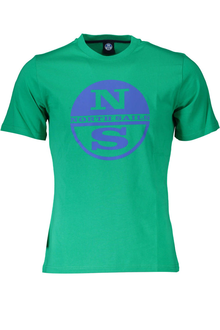 North Sails Green Cotton Logo Tee with Round Neck