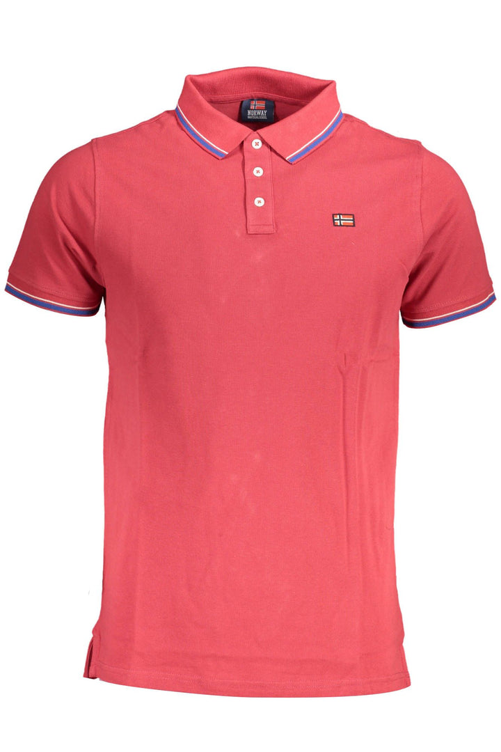 Norway 1963 Chic Contrast Detail Red Polo Shirt