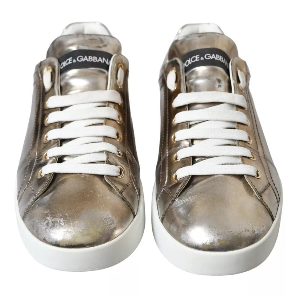 Bronze Leather Logo Sneaker Portofino Shoes