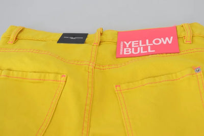 Yellow Cotton Low Waist Crop Denim Cool Girl Jeans