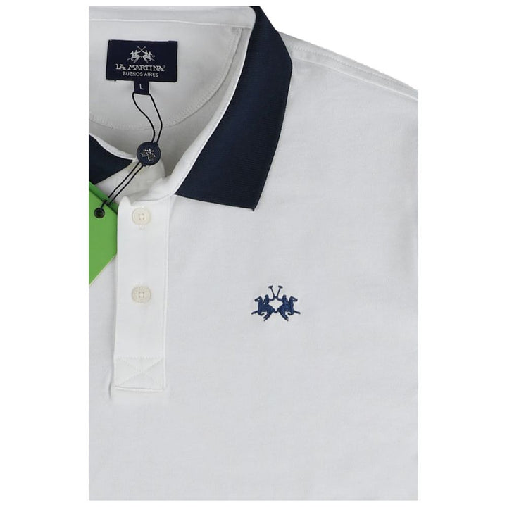 La Martina White Cotton Polo Shirt