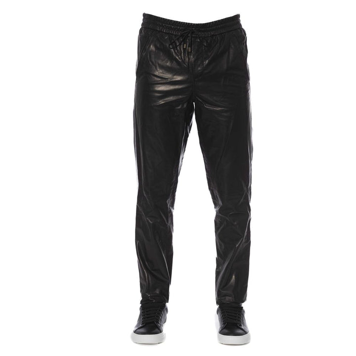 Sleek Black Leather Trousers for Men