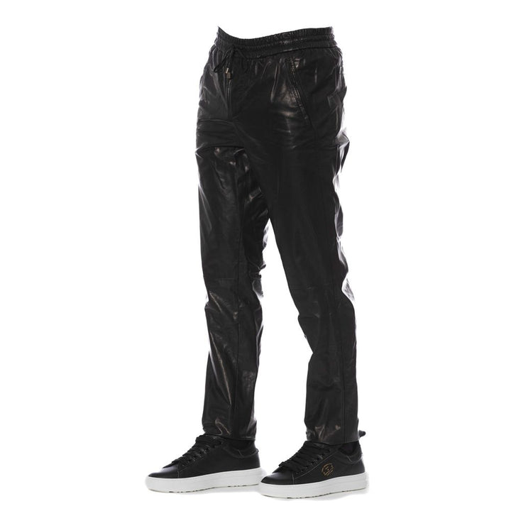 Sleek Black Leather Trousers for Men